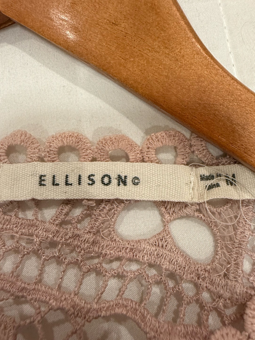 Ellison Blush Boho Lace Crochet Bell Sleeve Top Medium - Picture 3 of 5